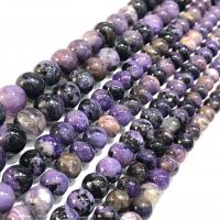 Natürliche Charoit Perlen, rund, poliert, DIY, violett, Länge:38 cm, verkauft von Strang