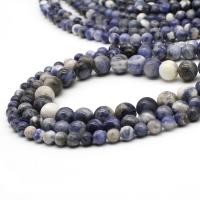 Perles en sodalite, Rond, DIY, bleu cm, Vendu par brin