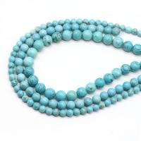 Perles en Turquoise naturelle, Rond, DIY, bleu cm, Vendu par brin