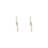Cubic Zirconia Micro Pave Brass Earring, with ABS Plastic Pearl, real gold plated, fashion jewelry & for woman & with cubic zirconia, golden 