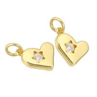Cubic Zirconia Micro Pave Brass Pendant, Heart, gold color plated, micro pave cubic zirconia Approx 3mm 