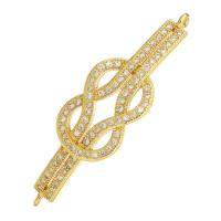 Cubic Zirconia Micro Pave Brass Connector, gold color plated, micro pave cubic zirconia & hollow Approx 1mm 