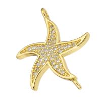 Cubic Zirconia Micro Pave Brass Connector, Starfish, gold color plated, micro pave cubic zirconia Approx 1mm 