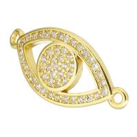Cubic Zirconia Micro Pave Brass Connector, Eye, gold color plated, micro pave cubic zirconia Approx 1mm 