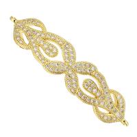 Cubic Zirconia Micro Pave Brass Connector, gold color plated, micro pave cubic zirconia Approx 1mm 
