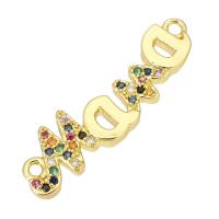 Cubic Zirconia Micro Pave Brass Connector, gold color plated, micro pave cubic zirconia Approx 2mm 