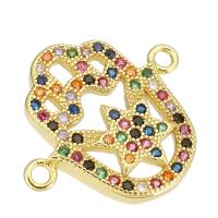 Cubic Zirconia Micro Pave Brass Connector, gold color plated, micro pave cubic zirconia & hollow Approx 2mm 