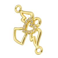 Cubic Zirconia Micro Pave Brass Connector, Angel, gold color plated, micro pave cubic zirconia & hollow Approx 2mm 