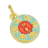 Enamel Brass Pendants, gold color plated, double-sided enamel & two tone, two different colored Approx 4mm 