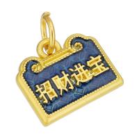 Enamel Brass Pendants, gold color plated, double-sided enamel & two tone, two different colored Approx 4mm 