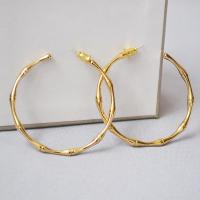 Brass Hoop Earring, gold color plated, for woman, 50mm 