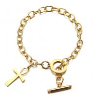 Stainless Steel Charm Bracelet, Cross, plated, Unisex Approx 8.07 Inch 