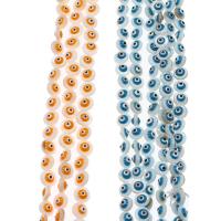 Fashion Evil Eye Beads, White Shell, double-sided enamel & DIY 8mm cm 