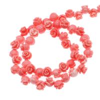 Blume Harz Perlen, DIY & imitierte Koralle, Rosa, 10x10x10mm, Länge:38 cm, 59PCs/Strang, verkauft von Strang