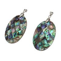 Abalone Shell Pendants, Brass, with Abalone Shell, 18K imitated gold plated, mixed colors 