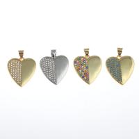 Cubic Zirconia Micro Pave Brass Pendant, Heart, micro pave cubic zirconia 