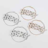 Zinc Alloy Rhinestone Hoop Earring, fashion jewelry & with letter pattern & for woman & with rhinestone 