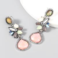 Resin Zinc Alloy Earring, with Resin, fashion jewelry & for woman, pink 