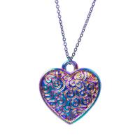 Pendentifs coeur en alliage de zinc, Placage coloré, bijoux de mode, multicolore Vendu par PC