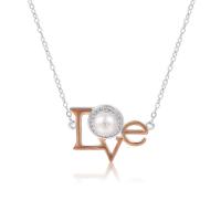 Sterling Silver Pearl Necklace, 925 Sterling Silver, with Freshwater Pearl, with 1.96inch extender chain, Alphabet Letter, plated, oval chain & for woman & with rhinestone 23.3mm, 16.3mm, 6mm Approx 15.74 Inch 