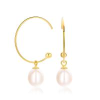 Sterling Silver Pearl Drop Earring, 925 Sterling Silver, with Freshwater Pearl, plated, fashion jewelry & for woman 32.8mm, 0.8mm, 7mm 