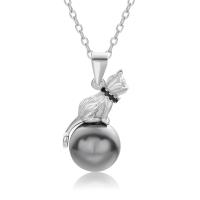 Sterling Silver Pearl Necklace, 925 Sterling Silver, with Shell Pearl, with 1.96inch extender chain, Cat, platinum plated, oval chain & for woman 10mm Approx 15.74 Inch 