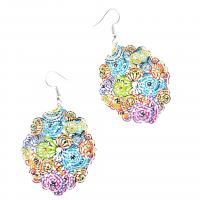 Brass Dangle Earring, brushwork, for woman & hollow, multi-colored 