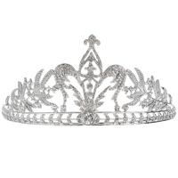Bridal Tiaras, Zinc Alloy, Crown, platinum color plated, for woman & with rhinestone & hollow 