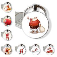 Zinc Alloy Key Clasp, with Glass, Christmas Design & time gem jewelry, 25mm 