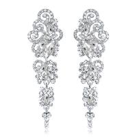 Zinc Alloy Rhinestone Drop Earring, platinum color plated, for woman & with rhinestone 