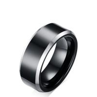 Tungsten Steel Finger Ring, polished & for man, black, 8mm 