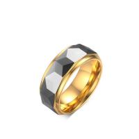 Tungsten Steel Finger Ring, gold color plated, polished & for man, 8mm 