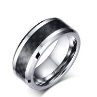 Stainless Steel Finger Ring, with Carbon Fibre, plated & for man, 8mm 