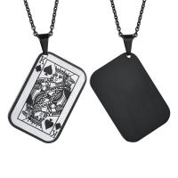 Stainless Steel Necklace, Poker, for man, black Inch 