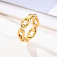 Stainless Steel Finger Ring, gold color plated & for woman & hollow, 6mm 