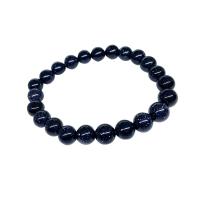 Blau Goldstone -Armband, Blauer Sandstein, rund, unisex, blau, Länge:ca. 15 ZollInch, verkauft von PC
