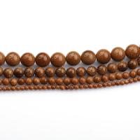 Goldstein Perlen, Goldsand, rund, DIY, rote Orange, Länge:38 cm, verkauft von Strang