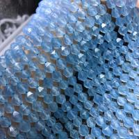 Aquamarine Beads, Round, Star Cut Faceted & DIY, blue, 8mm cm 