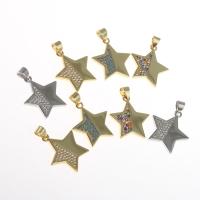 Cubic Zirconia Micro Pave Brass Pendant, Star, polished, micro pave cubic zirconia 