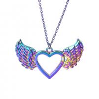 Pendentifs coeur en alliage de zinc, Coeur avec des ailes, Placage coloré, bijoux de mode, multicolore cm, Vendu par PC