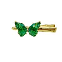 Alligator Hair Clip, Zinc Alloy, with Crystal, Butterfly, gold color plated, fashion jewelry & for woman 35mm 