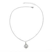 Cubic Zirconia Stainless Steel Necklace, Flower, plated, oval chain & micro pave cubic zirconia & for woman Approx 17.7 Inch 