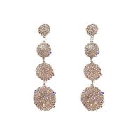 Zinc Alloy Rhinestone Drop Earring, Round, plated, for woman & with rhinestone 