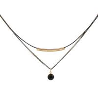 Harz Messing Halskette, rund, plattiert, Doppelschicht & Twist oval & für Frau & mit Strass, Länge:ca. 14.5 ZollInch, ca.  13.5 ZollInch, verkauft von Strang