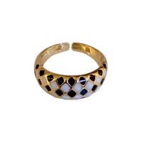 Zinc Alloy Cuff Finger Ring, gold color plated, for woman & enamel, 17mm, US Ring .5 