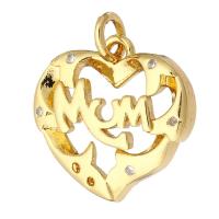 Латунные подвески-сердце, Латунь, Сердце, плакирован золотом, отверстие отверстие:Приблизительно 1mm, продается PC