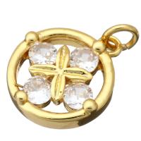 Cubic Zirconia Micro Pave Brass Pendant, gold color plated, micro pave cubic zirconia Approx 2mm 