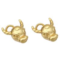 Animal Brass Pendants, Bull, gold color plated, micro pave cubic zirconia Approx 2mm 