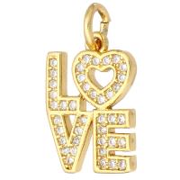 Cubic Zirconia Micro Pave Brass Pendant, Alphabet Letter, gold color plated, micro pave cubic zirconia Approx 2mm 