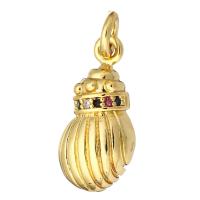 Cubic Zirconia Brass Pendants, Conch, gold color plated, micro pave cubic zirconia Approx 2mm 
